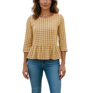 Mister Zimi Mustard Gingham Plaid Autumn Rio Top